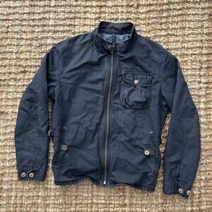 Massimo Dutti Jacket Mens L(40) Navy Cotton Canvas Field Jacket Full Zip EUC
